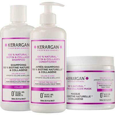 Kerargan - Shampoo, Balsamo e Maschera con Biotina e Collagene - Per Capelli Danniati - 3x500ml Kerargan - Shampoo, Balsamo e Maschera con Biotina e Collagene - Per Capelli Danniati - 3x500ml