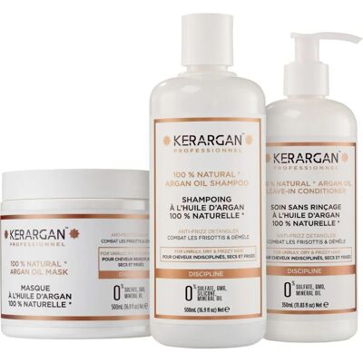 Kerargan - Kit Cura Ricci con Olio di Argan - Shampoo, Maschera & Leave-In - 1350ml Kerargan - Kit Cura Ricci con Olio di Argan - Shampoo, Maschera & Leave-In - 1350ml