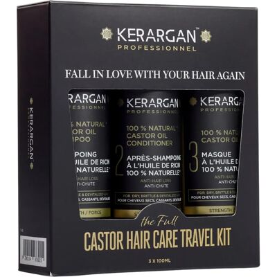 Kerargan - Kit de Cuidado Capilar de Viaje - Aceite de Ricino - 3x100ml - Oro Kerargan - Kit de Cuidado Capilar de Viaje - Aceite de Ricino - 3x100ml - Oro