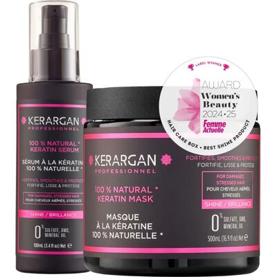Duo Masque et Sérum à la Kératine Kerargan - 600 ml Rose Néon Duo Masque et Sérum à la Kératine Kerargan - 600 ml Rose Néon