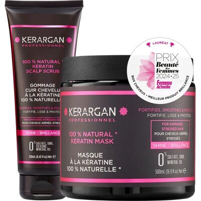 Kerargan - Modelo: Neon Pink 850 ml - Dúo de mascarilla y exfoliante capilar Kerargan - Modelo: Neon Pink 850 ml - Dúo de mascarilla y exfoliante capilar