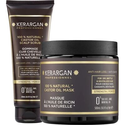 Kerargan - Duo maschera e scrub all'olio di ricino - 750 ml Kerargan - Duo maschera e scrub all'olio di ricino - 750 ml