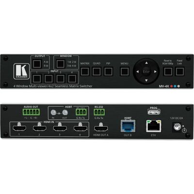 Kramer Electronics MV-4X - Commutateur à matrice AV 12 W - Publicité Kramer Electronics MV-4X - Commutateur à matrice AV 12 W - Publicité