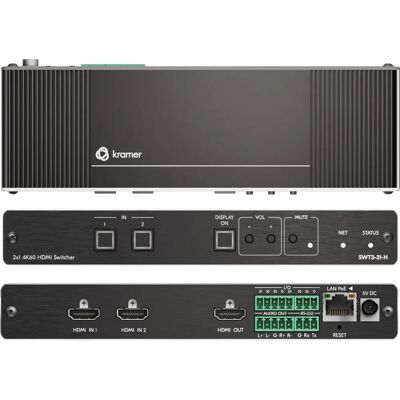 Kramer Electronics SWT3-21-H Interruttore video/audio - 2 X HDMI - Montabile in rack - PoE - HDMI 1.4 Kramer Electronics SWT3-21-H Interruttore video/audio - 2 X HDMI - Montabile in rack - PoE - HDMI 1.4