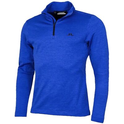 J.Lindeberg Herren Destry Zip Mid Layer Golfpullover - Atmungsaktiv Blau Melange J.Lindeberg Herren Destry Zip Mid Layer Golfpullover - Atmungsaktiv Blau Melange