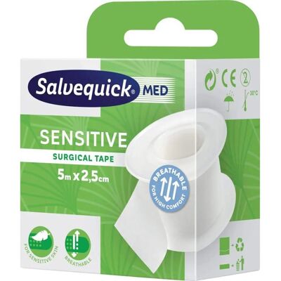 Salvequick Sensitive Chirurgtejp - 5m x 2,5cm - Verbandband Salvequick Sensitive Chirurgtejp - 5m x 2,5cm - Verbandband