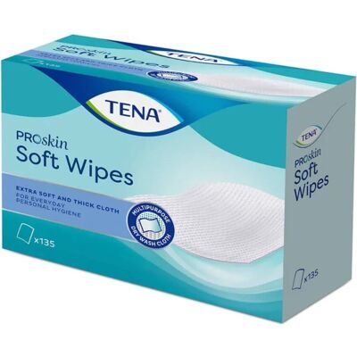 TENA Soft Wipe - Peau sensible - 135 pièces - Lingettes médicales - Publicité TENA Soft Wipe - Peau sensible - 135 pièces - Lingettes médicales - Publicité