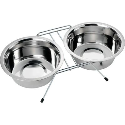 Dogman - 369802 - Edelstahl - 2 Schalen - Haustier-Futterspender Dogman - 369802 - Edelstahl - 2 Schalen - Haustier-Futterspender