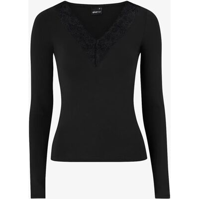 Gina Tricot - Top med Blonde Detalje - Sort 40/42 Kvinde Gina Tricot - Top med Blonde Detalje - Sort 40/42 Kvinde