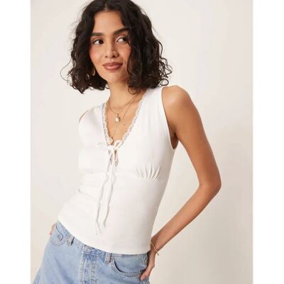 Gina Tricot - Top Rib Tank - Weiß 36/38 Frauen Gina Tricot - Top Rib Tank - Weiß 36/38 Frauen
