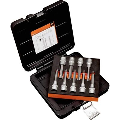 Conjunto de 9 pontas Tamper Torx - 1/2" na caixa de proteção Conjunto de 9 pontas Tamper Torx - 1/2" na caixa de proteção