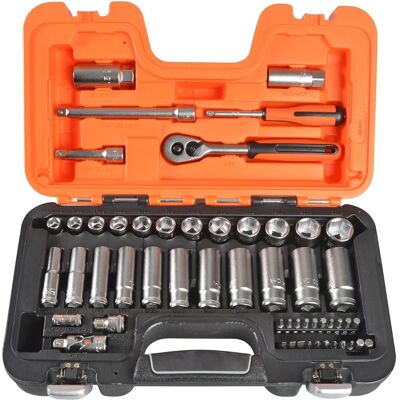 Zestaw 53 sztuk z metrycznymi nasadkami Bahco S330L - 1/4 i 3/8 cala Zestaw 53 sztuk z metrycznymi nasadkami Bahco S330L - 1/4 i 3/8 cala