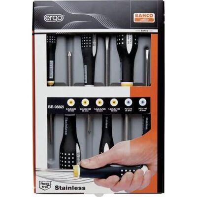Bahco PZ & Flat Screwdriver Set - Ergonomic - PZ1, PZ2, 3x0.5mm, 4x0.8mm, 5x1mm, 6.5x1.2mm - Screwdriver Set Bahco PZ & Flat Screwdriver Set - Ergonomic - PZ1, PZ2, 3x0.5mm, 4x0.8mm, 5x1mm, 6.5x1.2mm - Screwdriver Set