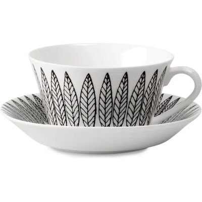 Gustavsbergs Porslinsfabrik Svart Salix Tee-Set - Kopp og Underlegg Gustavsbergs Porslinsfabrik Svart Salix Tee-Set - Kopp og Underlegg
