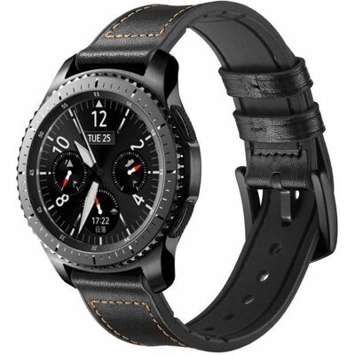 Bracelet en Cuir Noir pour Samsung Gear S3 - Bandeau - Publicité Bracelet en Cuir Noir pour Samsung Gear S3 - Bandeau - Publicité