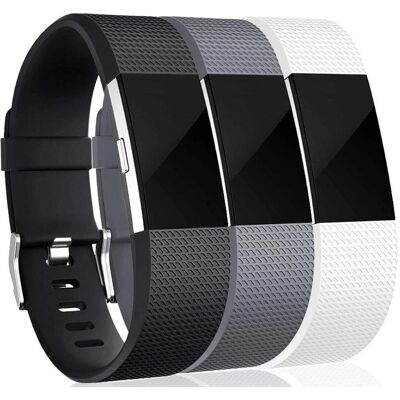 INF Fitbitharge 2 Bracelet - Silicone - Noir / Gris / Blanc - Bracelet - Publicité INF Fitbitharge 2 Bracelet - Silicone - Noir / Gris / Blanc - Bracelet - Publicité