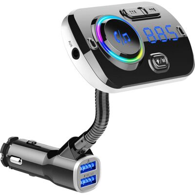 Transmetteur FM sans fil INF pour voiture LED 7 couleurs Charge rapide QC3.0 Transmetteur FM sans fil INF pour voiture LED 7 couleurs Charge rapide QC3.0