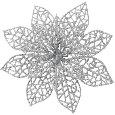 Fleurs de Noël - Argent - Pack de 10 - Publicité Fleurs de Noël - Argent - Pack de 10 - Publicité