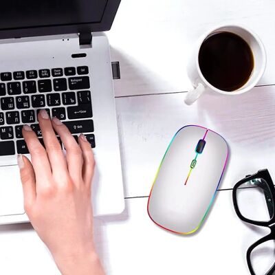 INF Trådløs Mus - RGB LED, Dobbelt-tilstand, Sølv - Wireless Mouse INF Trådløs Mus - RGB LED, Dobbelt-tilstand, Sølv - Wireless Mouse