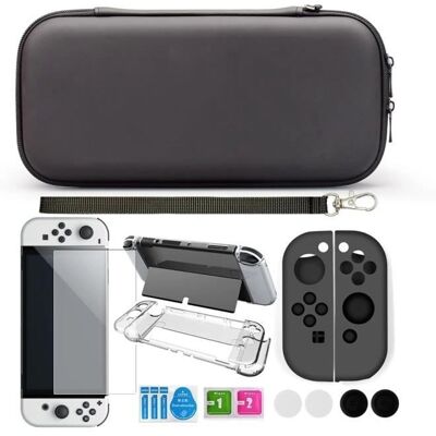 INF Nintendo Switch OLED Hülle mit Zubehör - Schwarz INF Nintendo Switch OLED Hülle mit Zubehör - Schwarz