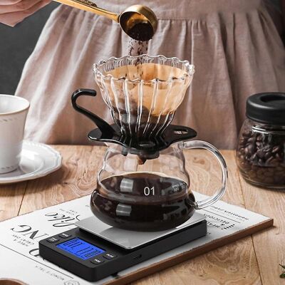 INF Mini Waage Kaffeewaage - 2kg, Wiederaufladbar, Schwarz & Silber INF Mini Waage Kaffeewaage - 2kg, Wiederaufladbar, Schwarz & Silber