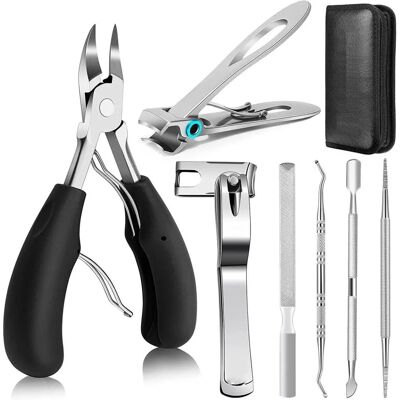 INF 7 en 1 Coupe-ongles en acier inoxydable avec affûteur en cuir - Kit pédicure et manucure - Publicité INF 7 en 1 Coupe-ongles en acier inoxydable avec affûteur en cuir - Kit pédicure et manucure - Publicité
