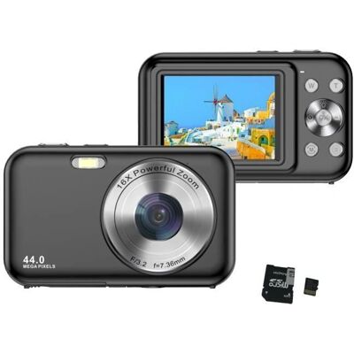 INF Caméra numérique 44MP 1080P - Zoom 16x - Écran 2,4 pouces - Noir INF Caméra numérique 44MP 1080P - Zoom 16x - Écran 2,4 pouces - Noir