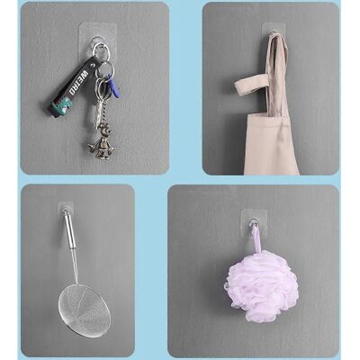 Crochets Muraux en Acier Inoxydable INF - Montage Adhésif Transparent 8 mm - 3 Variantes Crochets Muraux en Acier Inoxydable INF - Montage Adhésif Transparent 8 mm - 3 Variantes
