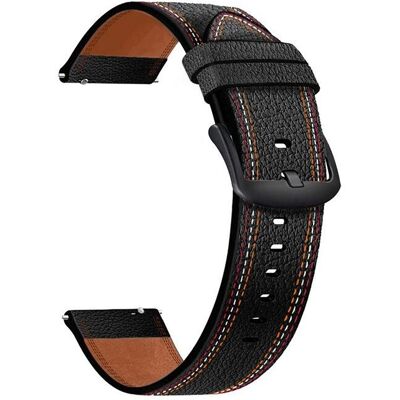 Bracelet en Cuir pour HUAWEI GT3 - Noir, 22mm, Classique - Publicité Bracelet en Cuir pour HUAWEI GT3 - Noir, 22mm, Classique - Publicité
