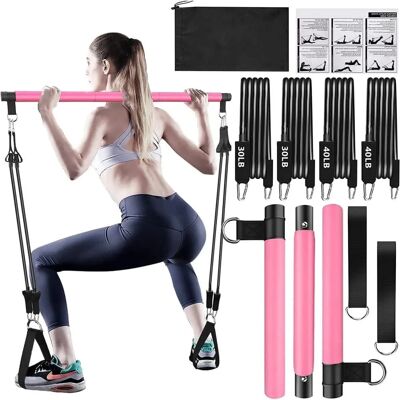 INF Pilates Tanko Setti vastuskuminauhoilla - Koko kehon harjoitus INF Pilates Tanko Setti vastuskuminauhoilla - Koko kehon harjoitus