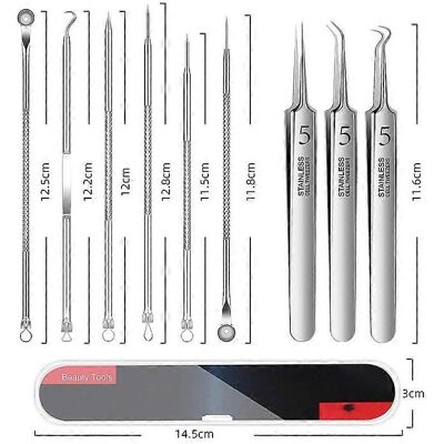 INF Mitesser Entferner Werkzeugset mit Etui - Beauty Tool Kit INF Mitesser Entferner Werkzeugset mit Etui - Beauty Tool Kit
