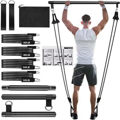 INF Pilates Tanko Setti - Vastuskuminauha Kotigymnastikavälineet INF Pilates Tanko Setti - Vastuskuminauha Kotigymnastikavälineet