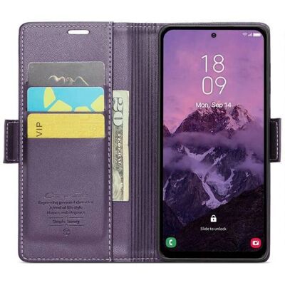 CaseMe Samsung Galaxy A56 5G - Violettlompakkokotelo CaseMe Samsung Galaxy A56 5G - Violettlompakkokotelo