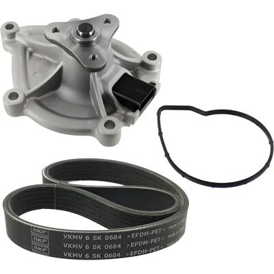 SKF Pompa wody + Zestaw pasków poli V - 6 rowków, 684mm, Plastikowa łopatka SKF Pompa wody + Zestaw pasków poli V - 6 rowków, 684mm, Plastikowa łopatka