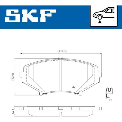 SKF bromsbeläggningssats - 4 skivor, varning för slitage - Mazda RX-8 SKF bromsbeläggningssats - 4 skivor, varning för slitage - Mazda RX-8