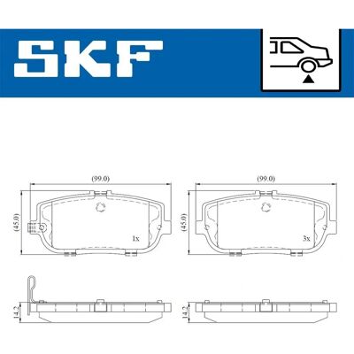 SKF bromsbeläggningssats med slitagevarnare för Mazda, Fiat, Abarth SKF bromsbeläggningssats med slitagevarnare för Mazda, Fiat, Abarth