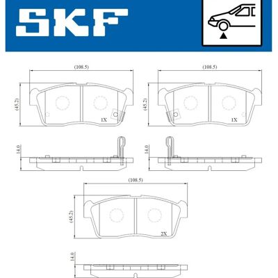 SKF VKBP 80799 A Forbremseklodssæt med slidtegn SKF VKBP 80799 A Forbremseklodssæt med slidtegn