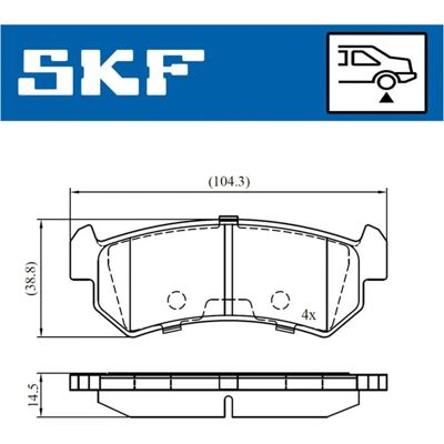 SKF - 37461 - 4 bromsbelägg - 14.6 mm x 104.5 mm - Brake pad set SKF - 37461 - 4 bromsbelägg - 14.6 mm x 104.5 mm - Brake pad set