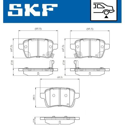 SKF VKBP 90846 A Bromsbeläggssats för Fiat 500L, Tipo - Med slitageindikator SKF VKBP 90846 A Bromsbeläggssats för Fiat 500L, Tipo - Med slitageindikator