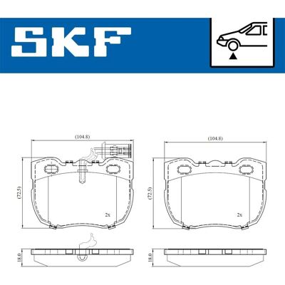 SKF VKBP 81056 E - Bremseklossæt for Land Rover - Skiver med slidvarselskontakt SKF VKBP 81056 E - Bremseklossæt for Land Rover - Skiver med slidvarselskontakt
