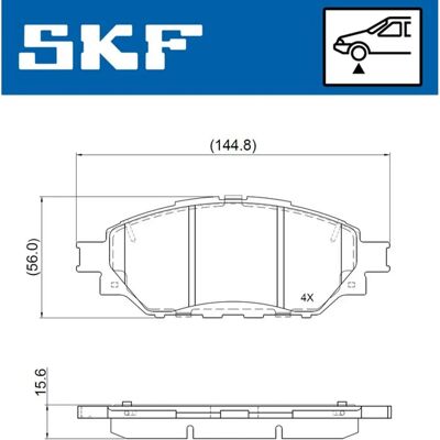 SKF VKBP80976 - Toyota Hilux - Fram - 4x15,6mm - Bromsbelägg SKF VKBP80976 - Toyota Hilux - Fram - 4x15,6mm - Bromsbelägg