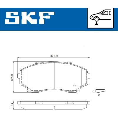SKF VKBP 80822 A - Bromsbeläggningssats - Mazda-kompatibel SKF VKBP 80822 A - Bromsbeläggningssats - Mazda-kompatibel