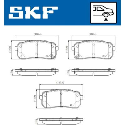 SKF Bremseklodser Sæt 4 med Slidindikator - Bremsesystem SKF Bremseklodser Sæt 4 med Slidindikator - Bremsesystem