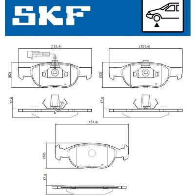 SKF Bremsklosett - Kontakt slitasjekontakt - 4 stk - 17,4mm tykkelse - Passer til Fiat, Alfa Romeo, Lancia - 9947118, 9947446, 9947629, 9950713, 71752989 SKF Bremsklosett - Kontakt slitasjekontakt - 4 stk - 17,4mm tykkelse - Passer til Fiat, Alfa Romeo, Lancia - 9947118, 9947446, 9947629, 9950713, 71752989