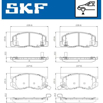 SKF Framhjulens bromsbeläggningssats för Toyota Previa - Slitageindikator SKF Framhjulens bromsbeläggningssats för Toyota Previa - Slitageindikator