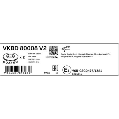 SKF VKBD 80008 V2 Ventileret bremseskive - Bremse SKF VKBD 80008 V2 Ventileret bremseskive - Bremse