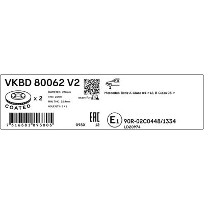 SKF A B-klass bromsskiva - Vented 112mm SKF A B-klass bromsskiva - Vented 112mm