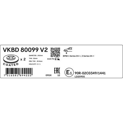 SKF VKBD 80099 V2 Ventilerad bromsskiva - Bromssystem SKF VKBD 80099 V2 Ventilerad bromsskiva - Bromssystem