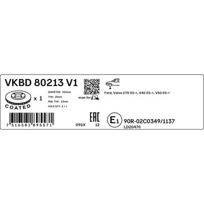 SKF VKBD 80213 V1 Ventileret bremseskive - Bremseskive SKF VKBD 80213 V1 Ventileret bremseskive - Bremseskive