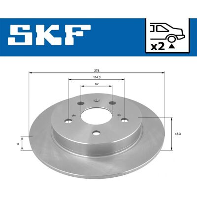 SKF - VKBD 90214 S2 - Suzuki SX4 I 5-dørs - Bremsskive SKF - VKBD 90214 S2 - Suzuki SX4 I 5-dørs - Bremsskive